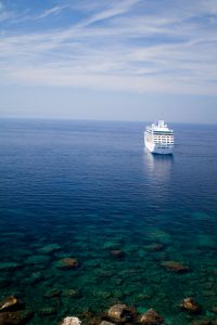 Cruise boat in the mediterranean sea